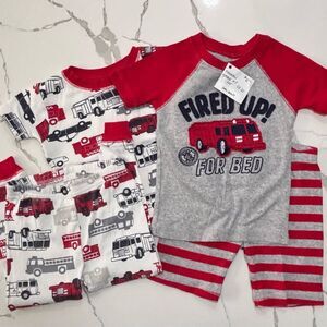 Carter’s | Boys FIREMAN 4-piece PAJAMA SET Pjs Snug Fitting Firetruck Size 2T